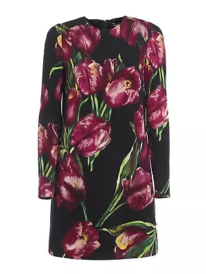 Dolce And Gabbana D&G Tulips Floral Printed Runway Dress  IT44 UK12 US8 EU38 • £240