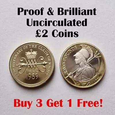 1986-2023 UK £2 Two Pound Coins PROOF & BU BRILLIANT UNCIRCULATED - Select Years • £13.99