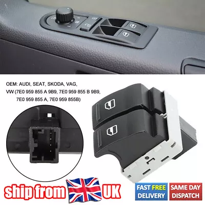7E0959855A9B9 Electric Window Double Switch Driver Side For VW Transporter T5 T6 • £9.99
