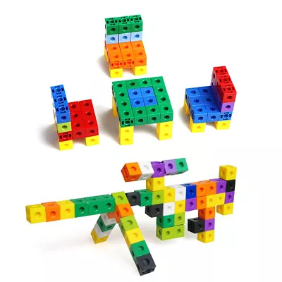 100pcs Math Link Cubes Toy Kids Learning Multilink Counting Blocks Birthday Gift • £12.77