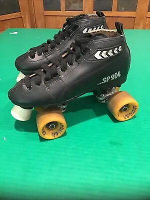 Pacer SP204 Black Leather Speed Roller Skates Sz 4 Cruiser Need New Bushings • $34.95