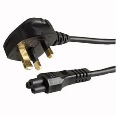 UK 3 Pin Mains Clover Leaf C5 Cloverleaf Power Lead Cord Cable For Laptop - 2 M • £7.98