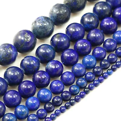 Gemstone Blue Lapis Lazuli Round Loose Beads 15  Strand 3 4 6mm 8mm 10mm 12 14 • $4.99