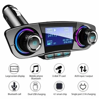 FM Transmitter Aux Modulator Bluetooth Handsfree Car Kit Car Audio MP3 • £20.38