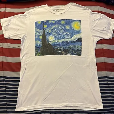 Vincent Van Gogh Starry Night White Men Large Shirt Boy Pod Meets World Topanga • $10.99