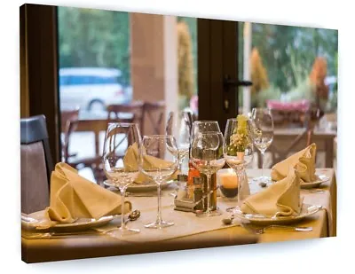 Kitchen Cafe Restaurant Table Wine Glasses Canvas Picture Print Wall Art  • £29.91