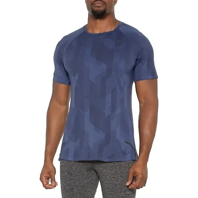 GYMSHARK Fitness 'Apex' Stretch Workout Train T-Shirt Gray/Blue S *NWT* • $45