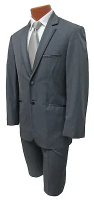 Men's Steel Grey Tuxedo Jacket With Pants Satin Notch Lapels 52S 46W • $48.14