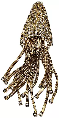 Vintage 1930'S Gold Tone & Rhinestone  Jelly Fish Brooch • $54.99