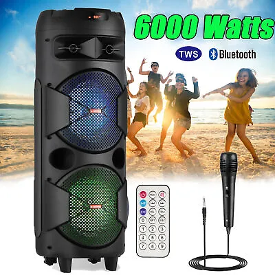 8  6000W Portable Bluetooth Party Speaker Subwoofer Heavy Bass Sound System TWS • £66.99