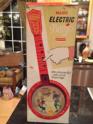 EMENEE MAGIC ELECTRIC BANJO IN ORIGINAL BOX 1960’s RARE • $39.99