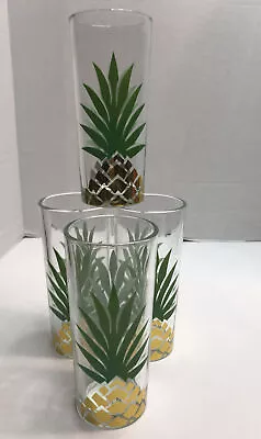Pineapple Glass Coolers 12 Ounces 61/4  Tall By TMD Holding Set Of 4  • $16.99