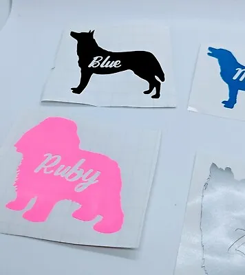 Personalised Dog Name Vinyl Decal Sticker Various Breeds Dog Lover Gift Puppy • £3.25