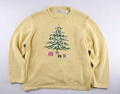 Marisa Christina Vintage Designer Embroidered Christmas Tree Knit Sweater • $41.99