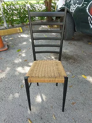 Italian Gio Ponti Style Exaggerated Ladder Back Chair W Woven Seat • $799.99