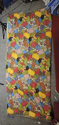 Vintage Quilt Quilted Style Sleeping Bag 1970s 1960s Hippie Psychedelic Colors • $59.99