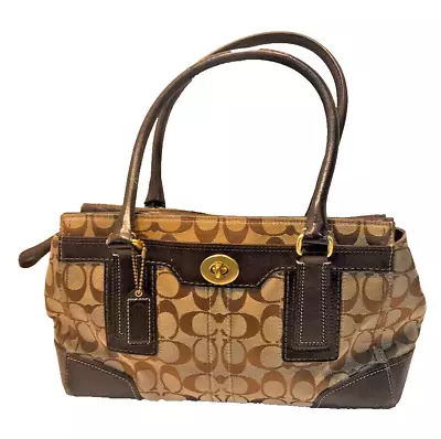 Coach Purse Hampton Signature C Logo Canvas Shoulder Bag Brown Tan 11062 Tote • $34.50