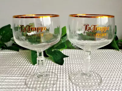 LA TRAPPE TRAPPIST GOLD RIMMED 0.25L BEER LAGER GLASSES X2 NEW • $18.66