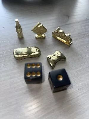 Lot Of 5 + Dice Monopoly Golden Metal Game Tokens Gold Xbox Controller • $6.99