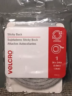 VELCRO Brand Sticky Back Tape Fastener * 3ft X 3/4” Roll * WHITE * NEW • $5.75