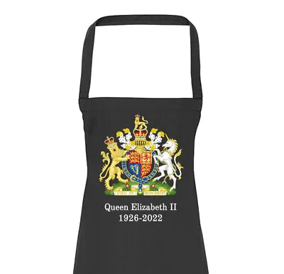 1926 - 2022 Queen Elizabeth II APRON Coat Of Arms Printed Logo 100% Cotton • £19.95