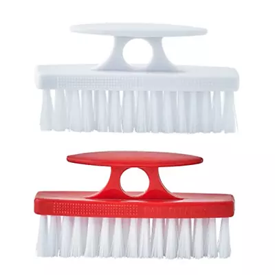 Superio 2 Pack Durable Nail Brush Cleaner W/ Handle Stiff Bristles - Red White • $7.99