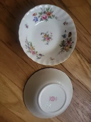 Two MINTON MARLOW GLOBE BACKSTAMP 5-1/4  FRUIT Desert BOWL Floral Gold England • $7.99