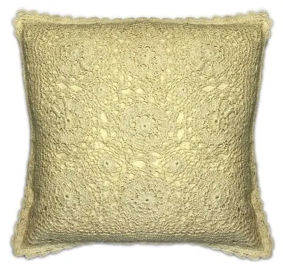 Hand Made Lace Cushion Cover In Cream (ecru) Or White 18 X 18 Inch (45 X 45 Cm)  • £9.99