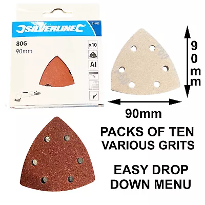 Sanding Pads 90mm (Fits All) Triangle Detail Mouse Sander Hook Loop Various Grit • £4.30