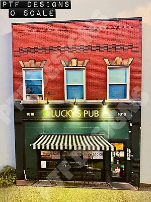 O Scale Scratch Built  Lucky’s Irish Pub”☘️🍻Bar Building Flat W/LEDs MTH Lionel • $22.99