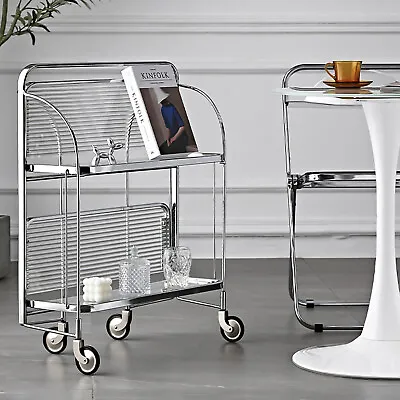 Bar Rolling Dining Car Trolley Cart Serving Cart Folding Home Cart Storage Glass • $126