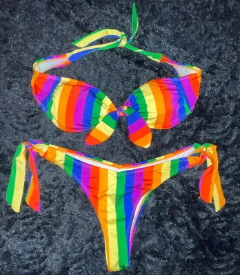 Ladies Size 12 And 16 Rainbow Multicoloured Bikini Primark • £10