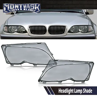 Front Left + Right Headlight Lens Cover Smoke Fit For BMW 02-05 E46 3-Series • $29.60