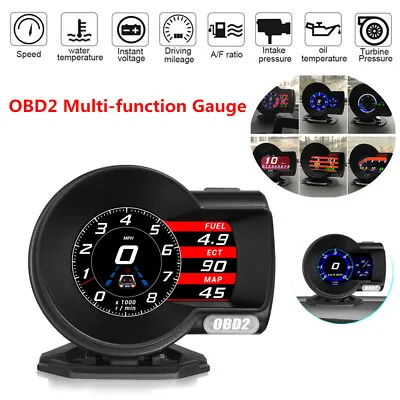Car OBD2 Multi-function Gauge HD Head-Up Digital Display Fuel Speed RPM Oil Temp • $80.59
