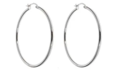 Women’s 925 Sterling Silver 55mm 2” Big Round Large Thin Hoop Snap Earrings • $12.99