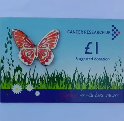 Cancer Research Red Butterfly Charity Pin Badge Brand New! • £3.90