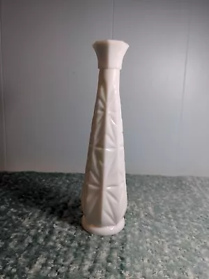 Vintage Starburst White Milk Glass Bud Vase 9 Inches Tall • $5