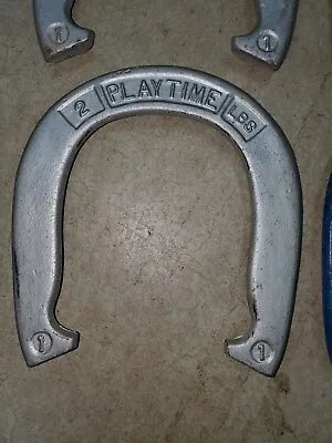 Vintage Set  Playtime Cast Iron Throwing Horseshoes  2# Each Rv Camping. • $17