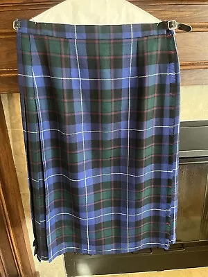 Vtg James Pringle Tartan Plaid Red Navy Green Wool Pleated Kilt Skirt Sz 14 18 • $39.99
