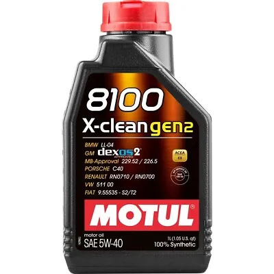 Motul 8100 X-Clean Gen2 SAE 5W-40 Full Synthetic 109761 Engine Motor Oil 1 Liter • $18.89