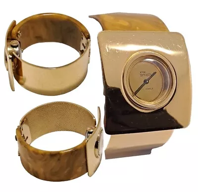 Vintage Royal Dynasty Bakelite/Metal Wind Up Hinged Cuff Watch Bracelet 17 Jewel • $244.99