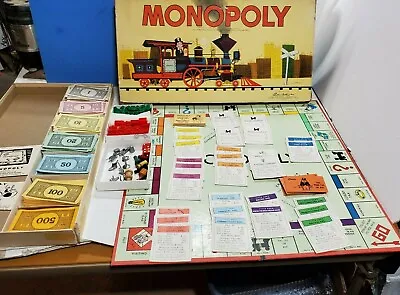 Vintage 1957 Parker Bros Board Game MONOPOLY Wood & Metal Tokens Pieces Train • $29.95