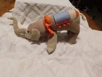 £14.68 • Buy Vintage Handmade Sock Monkey Elephant Circus Plush Toy 13 1/2  + Trunk Tail