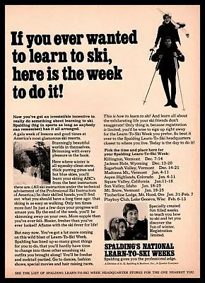 1969 Spalding  Learn To Ski Week  Jan 31-Feb 7 Timberline Lodge Oregon Print Ad • $14.95