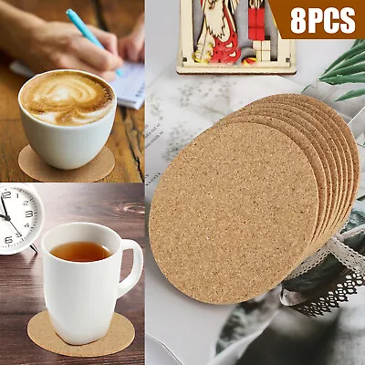 $7.88 • Buy 8/16pcs Cork Drink Coasters Tea Coffee Absorbent Round Cup Mat Table Decor Home