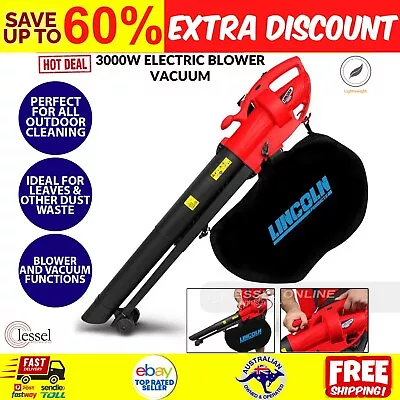 Lincoln 3000W Corded Electric Garden Leaf Blower Vacuum Vac Variable Speed 2in1 • $110.02