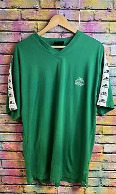 Vintage Kappa Men's Classic Taped T Shirt Green White Retrotee Top Size Xxl • £20