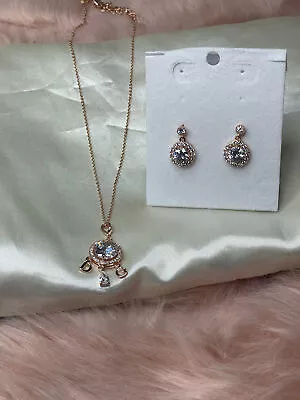 D&G Charm Necklace And Earrings Gold Rose Gold Or Silver Fashion Crystal Gift • £20