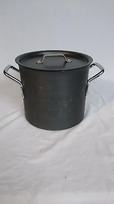 Commercial Hard Anodized Aluminum 8 Qt Stock Pot 808 Lid 310 Vtg Black Pan • $20