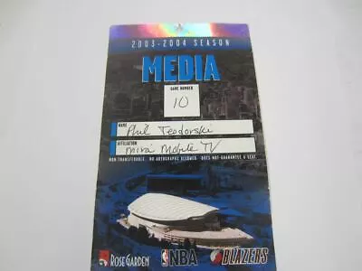 #255 PORTLAND TRAIL BLAZERS 2003-2004 Game 10 NBA Press Pass Media Credential • $9.99